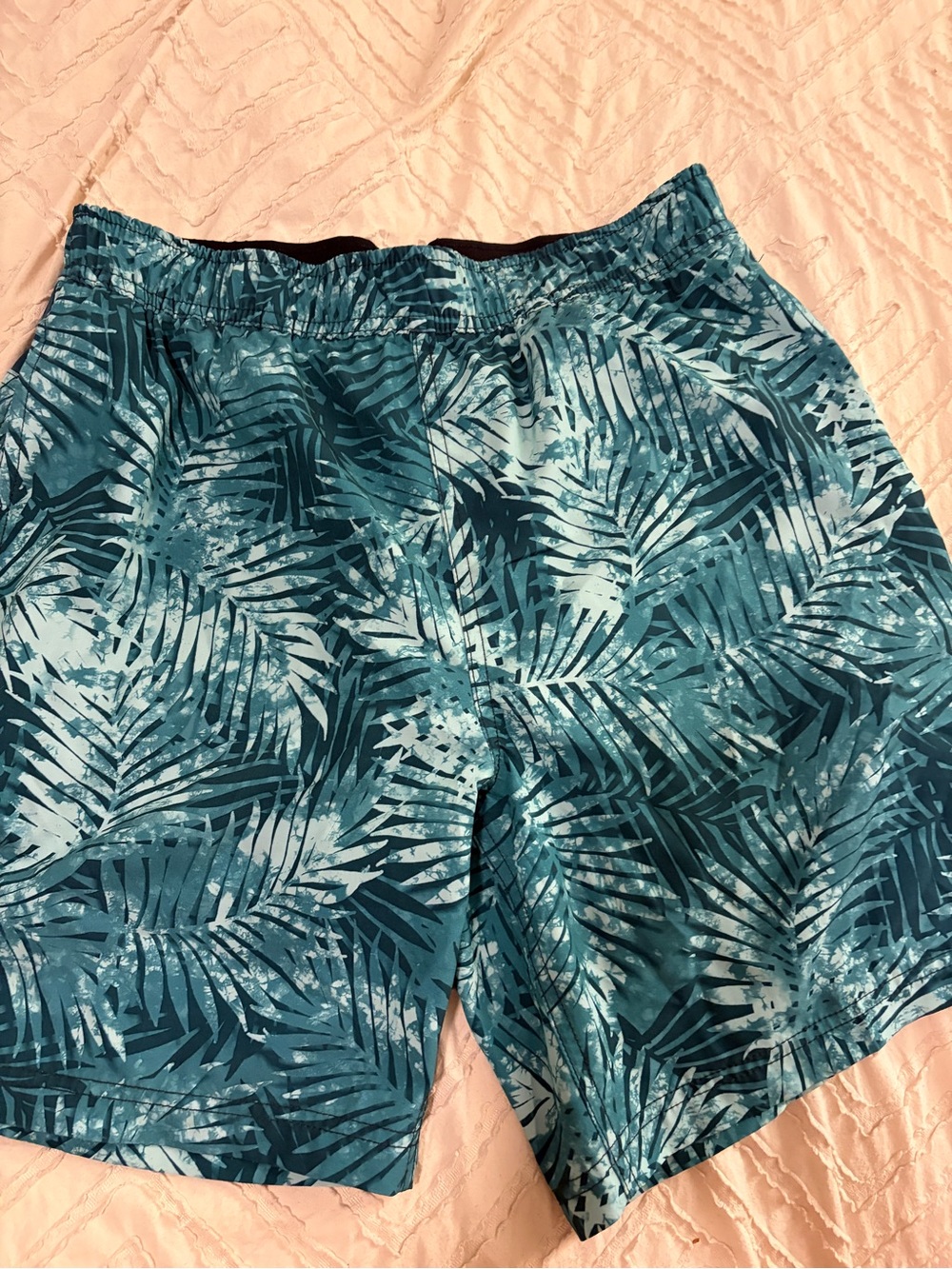 Speedo Men's Teal Palm-Print swim trunks
